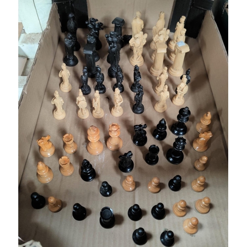 79 - A selection of chess sets; model ships; etc.