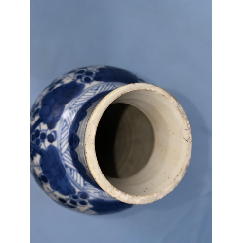 178 - A Chinese blue and white baluster vase decorated with numerous grapes on vines height 22cm