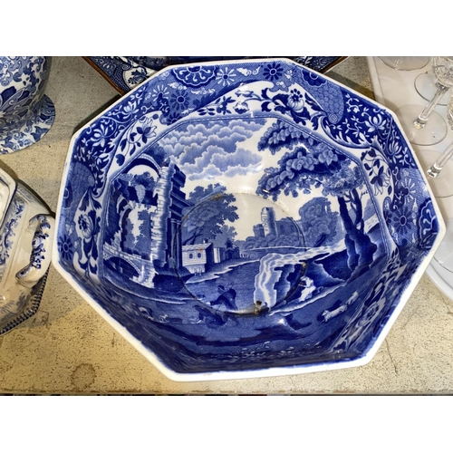 183 - A Spode Italian planter and Jardiniere, other similar blue and white pottery