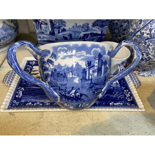 183 - A Spode Italian planter and Jardiniere, other similar blue and white pottery