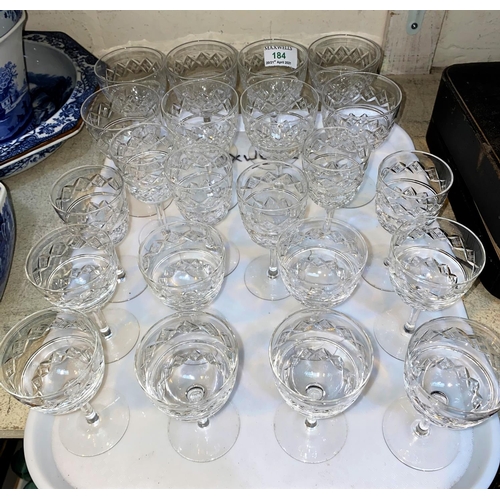 184 - A part suite of 24 cut glass drinking glasses  including 6 sherry, 8 port and 8 wine