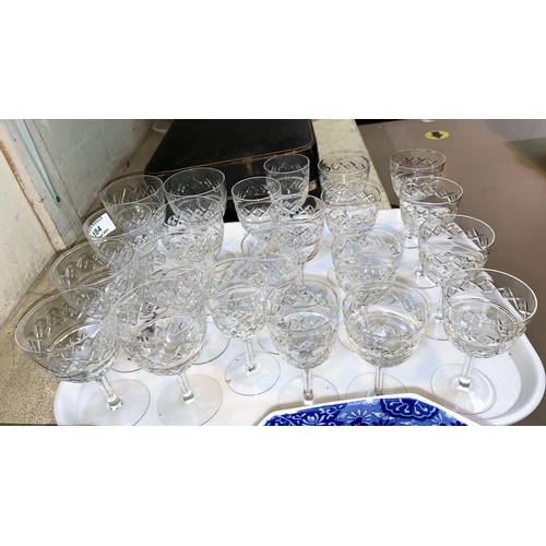 184 - A part suite of 24 cut glass drinking glasses  including 6 sherry, 8 port and 8 wine
