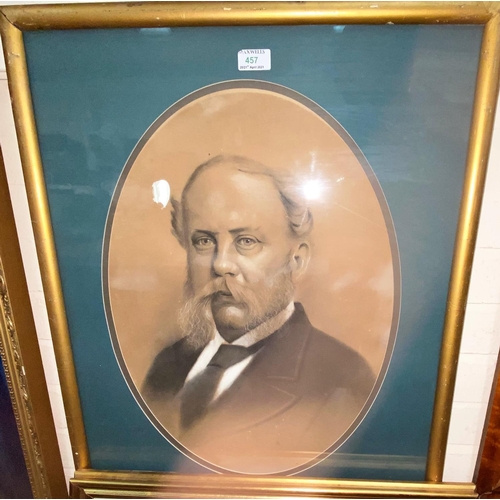457 - A Victorian portrait  of a bewhiskered gentleman, (possibly Edward VII) heightened in crayon,  55 x ... 