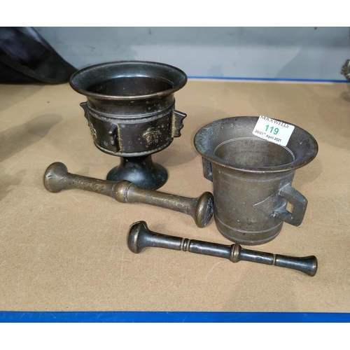 119 - 2 eastern bronze pestle and mortars