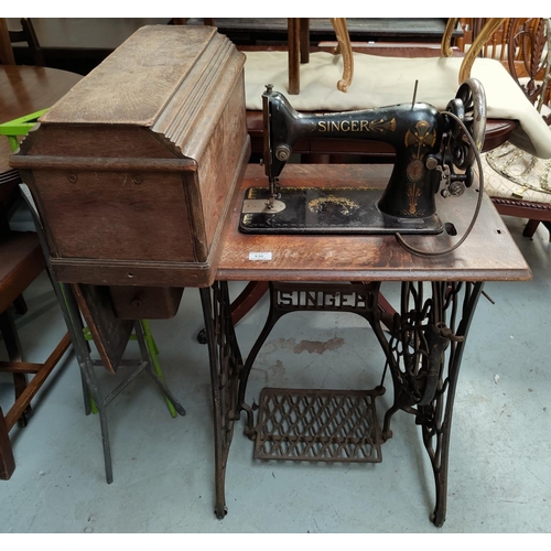 536 - A Singer cast iron framed treadle sewing machine