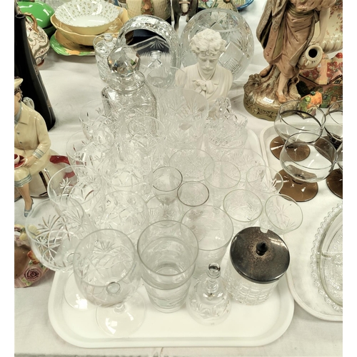 227 - A selection of cut drinking glasses; other glassware; decorative items