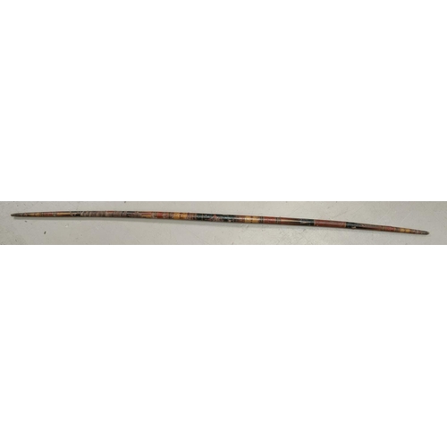 81 - An Indian Mughal linear bow with tapering cylindrical section, extensive intricate hand painted deco... 