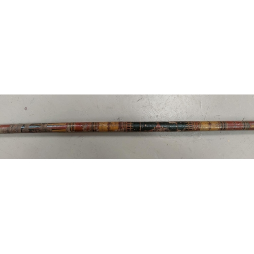 81 - An Indian Mughal linear bow with tapering cylindrical section, extensive intricate hand painted deco... 