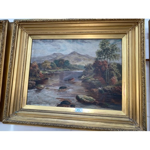476 - 19th/20th Century:  Pair of landscapes, oils on canvas, unsigned, 37 x 50 cm, framed