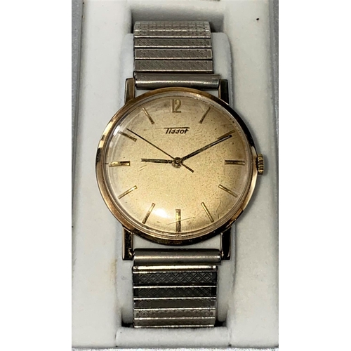 476 - A 1960's Tissot gent's mechanical wind dress wristwatch with 9ct gold case, later expanding wrist st... 