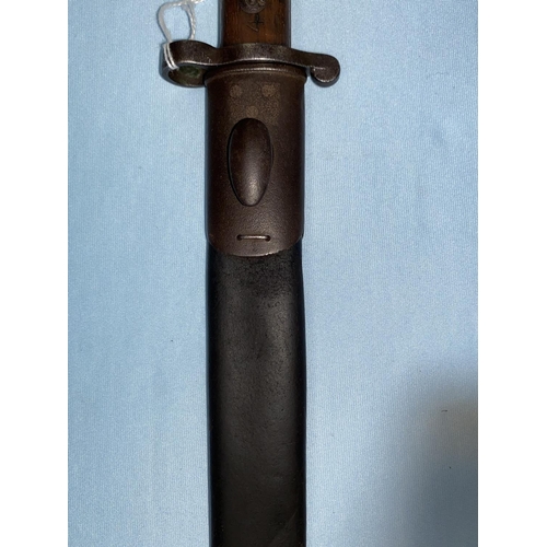 178 - A BRITISH WILKINSON 1888 Pattern Lee Metford bayonet and scabbard the blade stamped E.R. with crown ... 