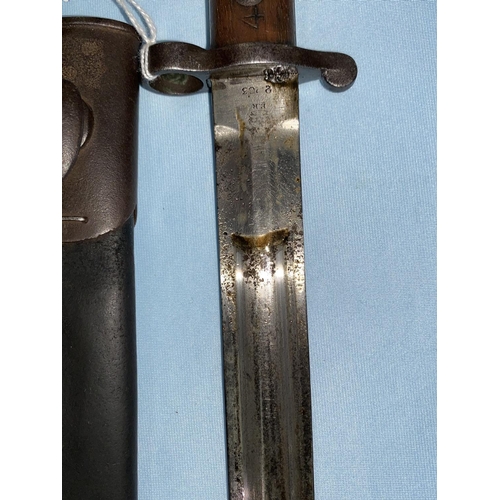 178 - A BRITISH WILKINSON 1888 Pattern Lee Metford bayonet and scabbard the blade stamped E.R. with crown ... 