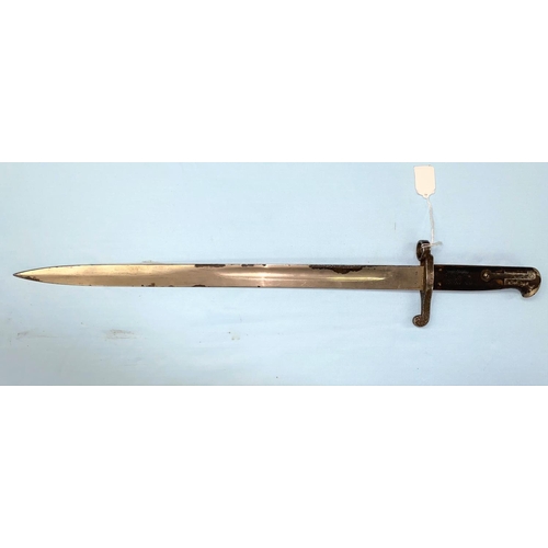 186 - A BRITISH early 20th century bayonet with nickel chromed blade, marked C '91 WD E14 E66 (blade 46.5c... 