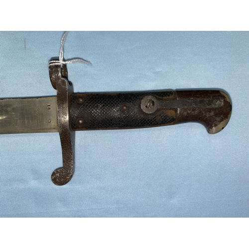 186 - A BRITISH early 20th century bayonet with nickel chromed blade, marked C '91 WD E14 E66 (blade 46.5c... 