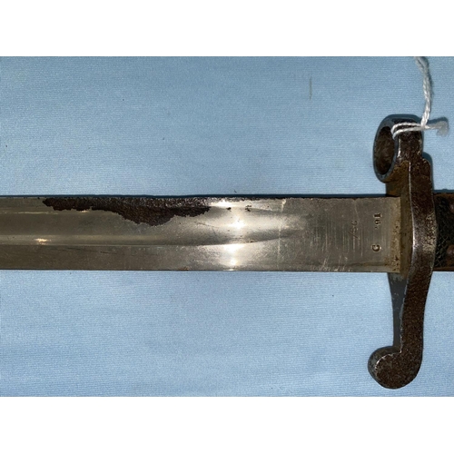 186 - A BRITISH early 20th century bayonet with nickel chromed blade, marked C '91 WD E14 E66 (blade 46.5c... 