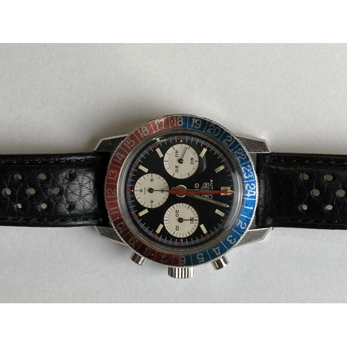 507 - A late 1960's Heuer Autavia GMT gents wristwatch, stainless steel case with Pepsi 24 hour rotating b... 