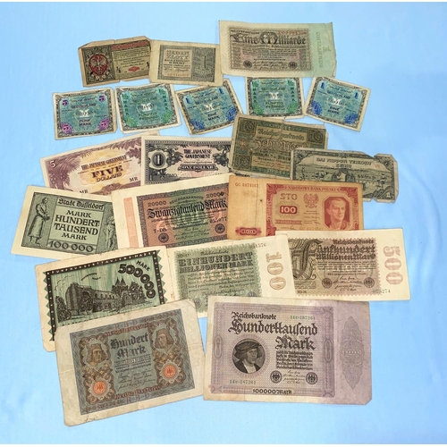 229 - A collection of WWII period German, Japanese and other banknotes