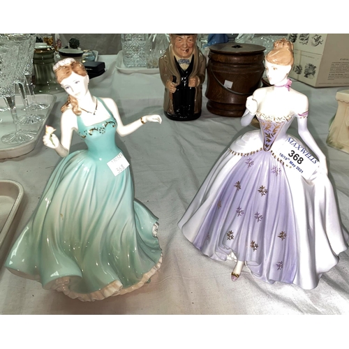 368 - Two limited edition Coalport ladies 'Midnight Masquerade' No 1564 CW573 (thumb a.f) and 'True Love' ... 