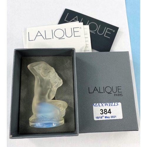 384 - An originally boxed modern Lalique car mascot of a nude female, H: 8.5cm signed to base: Lalique Fra... 