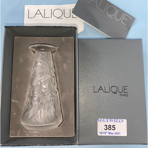 385 - An originally boxed modern Lalique vase, H: 10cm