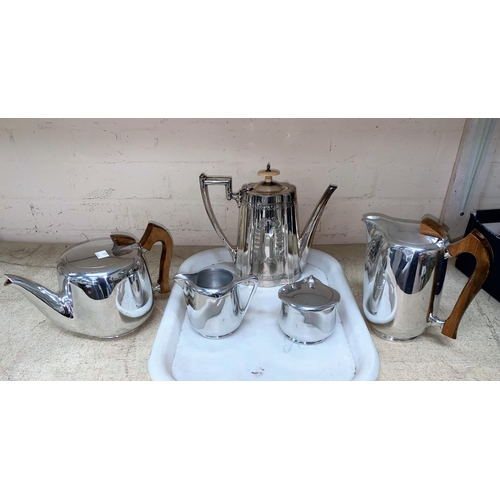 427 - A 1950's Picquot ware tea set of 4 pieces; a Victorian silver plated chased coffee pot