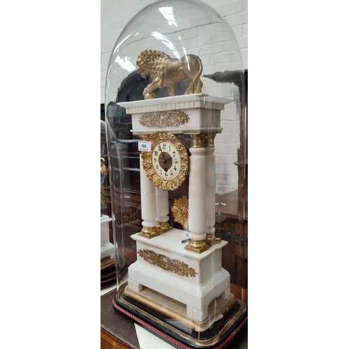 108 - A 19th century French 3 piece clock garniture in white marble and ormolu