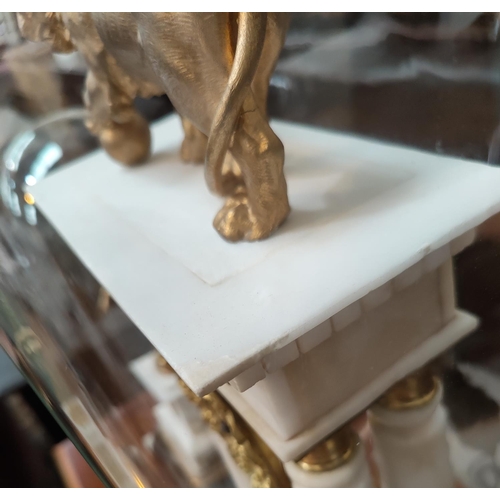 108 - A 19th century French 3 piece clock garniture in white marble and ormolu