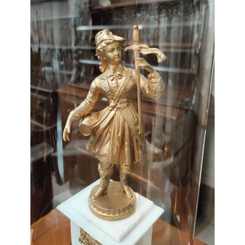 108 - A 19th century French 3 piece clock garniture in white marble and ormolu