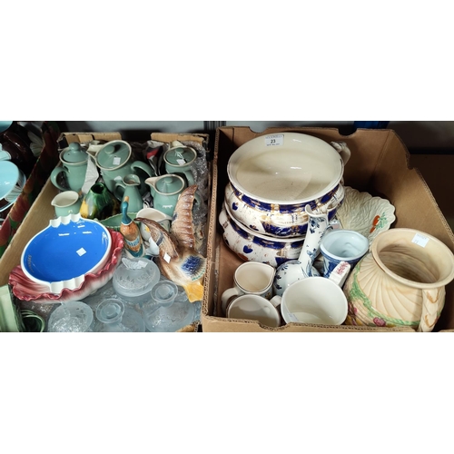 23 - A pair of 19th century Japan patterned chamber pots & a large selection of decorative pottery etc