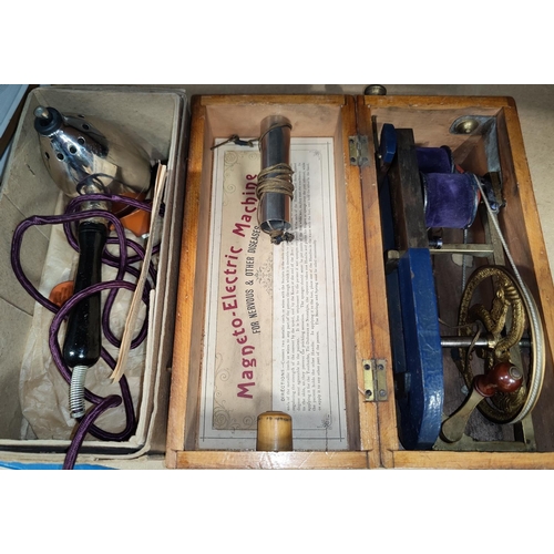 41 - An early 20th Century Magneto-electric machine for nervous diseases, with brass frame-work; a Gamage... 