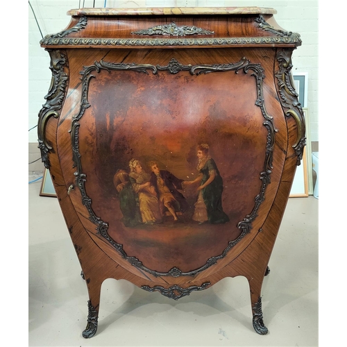 553 - A large 19th Century Louis XV style quarter veneered Kingswood Bombay commode cabinet with variegate...