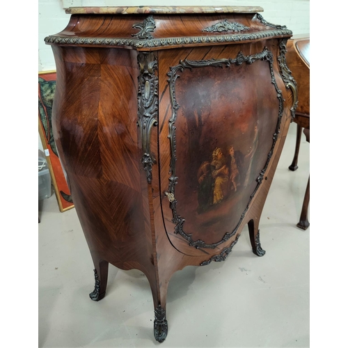 553 - A large 19th Century Louis XV style quarter veneered Kingswood Bombay commode cabinet with variegate... 