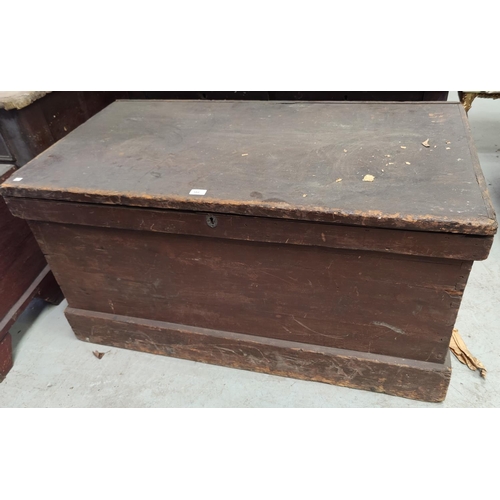 588 - A 19th century stained pine large blanket box