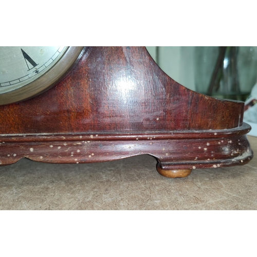 60 - A walnut lap desk and a mantel clock