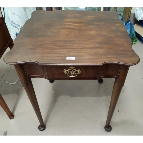 635 - A Georgian style mahogany occasional table with shaped square top and frieze drawer, on club legs