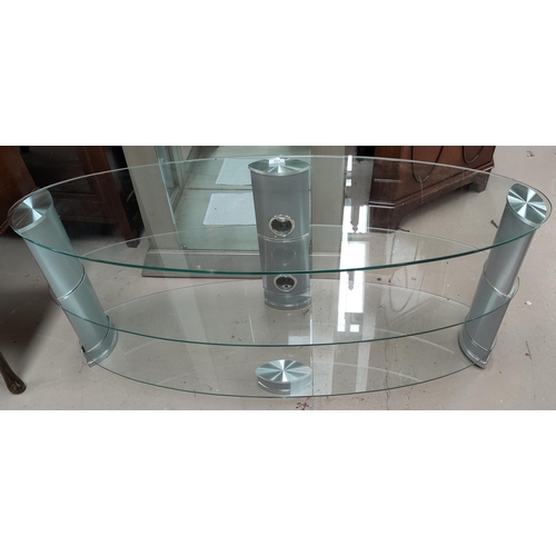 650 - A glass 3-tier TV stand