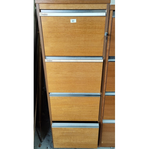 651 - A teak 4-drawer filing cabinet