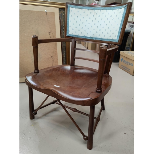 657 - An early/mid 20th century stained mahogany armchair in the Arts & Crafts style after E W Godwin