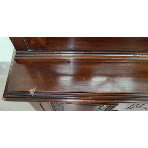 669 - A Georgian style mahogany display cabinet with swan neck pediment, 2 glazed doors over 3 drawers and... 