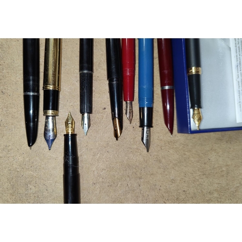 80 - A cased Waterman modern fountain pen and various other  vintage fountain pens