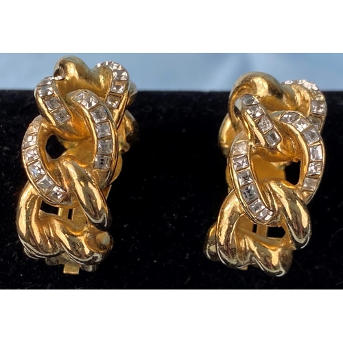 456 - A pair of large Christian Dior gilt clip-on earrings of linked hooped form