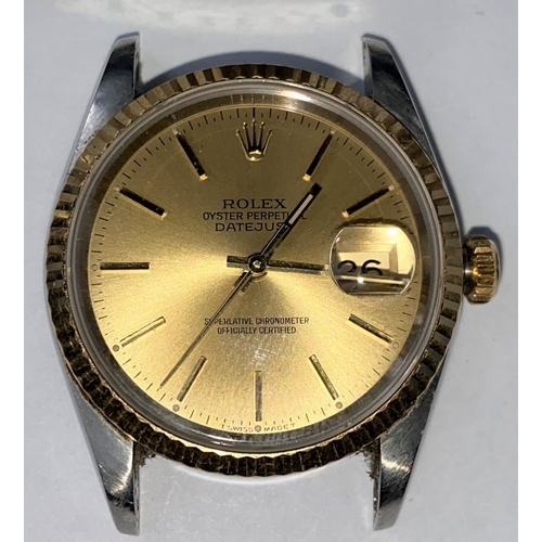 491 - A gent's Rolex Oyster Perpetual Datejust with mixed metal case circa 1995 on Rolex mixed metal brace... 