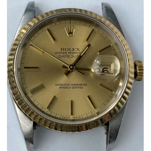 491 - A gent's Rolex Oyster Perpetual Datejust with mixed metal case circa 1995 on Rolex mixed metal brace... 