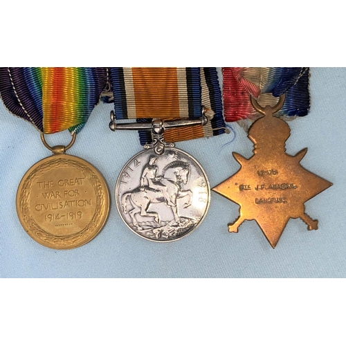 198 - 17570 Pte. J. FLANAGAN 19th Battalion, Lancashire Fusiliers WWI 1914-15 star trio