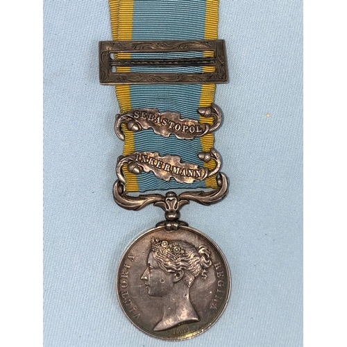 206 - 3505 Pte. Charles STRICKSON 1st Battalion 20th Foot Regiment Crimea Medal, 2 clasps Inkermann, Sebas... 