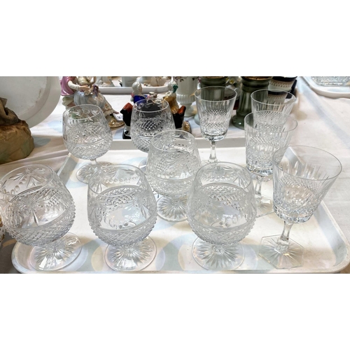 359 - Six Stuart crystal brandy glasses and 4 cut wine glasses