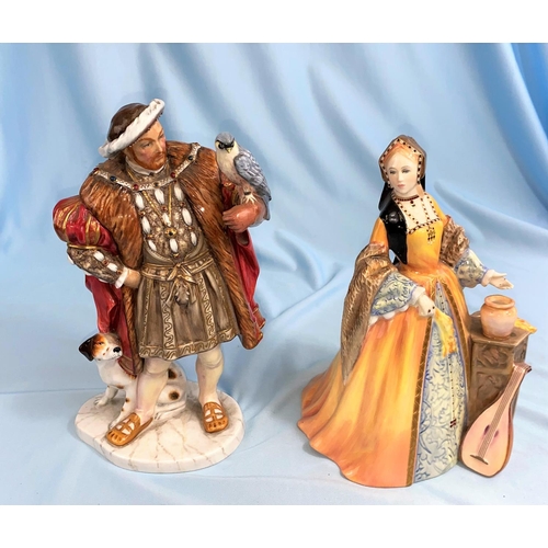 381 - A collection of Royal Doulton limited edition figures of Henry VIII and his 6 wives:  Henry VIII HN3... 