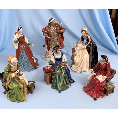 381 - A collection of Royal Doulton limited edition figures of Henry VIII and his 6 wives:  Henry VIII HN3... 