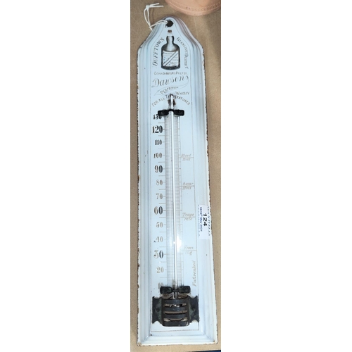 124 - A vintage enamel on tin, Dufftown Glenlivet District, Dawson's Perfection Whiskey advertising thermo... 