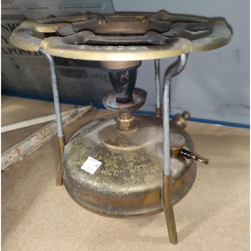 129a - A vintage Swedish 'The King of Stoves' brand  Svea 106 stove; a vintage Swedish blow lamp and a vint... 